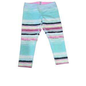 Ivivva by Lululemon Girls Cropped Leggings Watercolor Stripes Athletic Sz 12